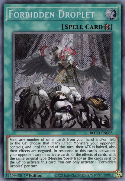 Forbidden Droplet trading card from Rise of the Duelist Forbidden Droplet - Rise of the Duelist YuGiOh trading card