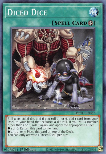 Diced Dice - Rise of the Duelist YuGiOh trading card