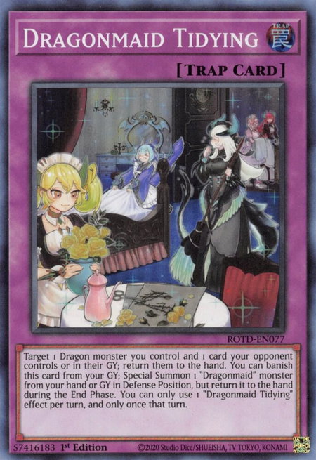 Dragonmaid Tidying trading card from Rise of the Duelist Dragonmaid Tidying - Rise of the Duelist YuGiOh trading card