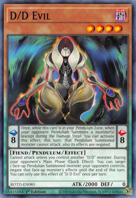 D/D Evil trading card from Rise of the Duelist D/D Evil - Rise of the Duelist YuGiOh trading card