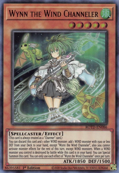 Wynn the Wind Channeler trading card from Rise of the Duelist Wynn the Wind Channeler - Rise of the Duelist YuGiOh trading card