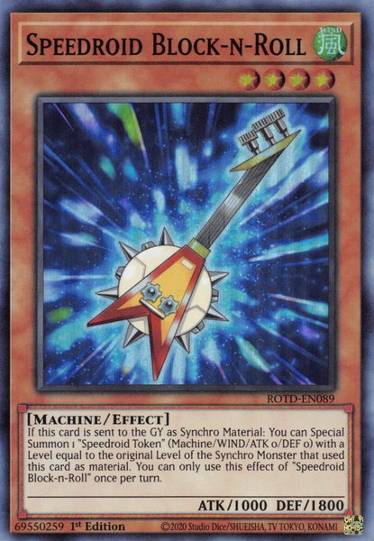 Speedroid Block-n-Roll trading card from Rise of the Duelist Speedroid Block-n-Roll - Rise of the Duelist YuGiOh trading card