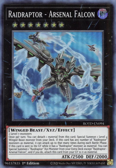 Raidraptor - Arsenal Falcon - Rise of the Duelist YuGiOh trading card