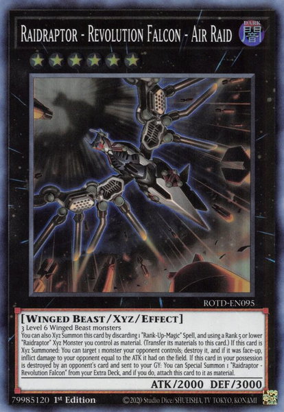 Raidraptor - Revolution Falcon - Air Raid trading card from Rise of the Duelist Raidraptor - Revolution Falcon - Air Raid - Rise of the Duelist YuGiOh trading card