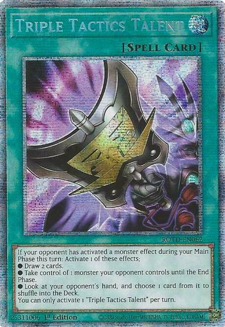 Triple Tactics Talent (Starlight Rare) - Rise of the Duelist YuGiOh trading card