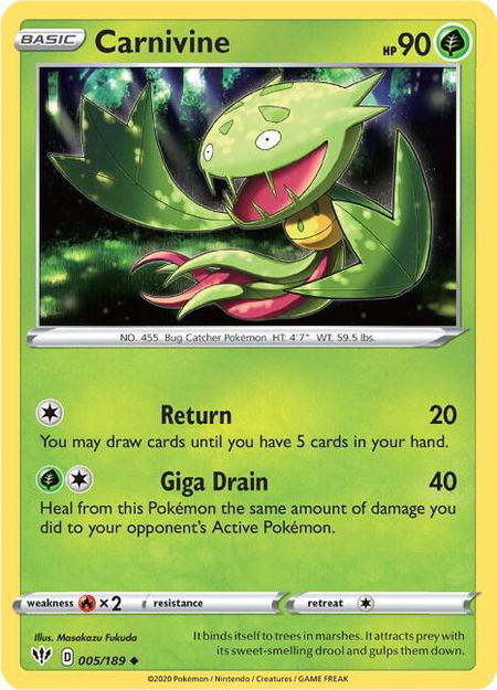 Carnivine - SWSH03: Darkness Ablaze Pokémon trading card