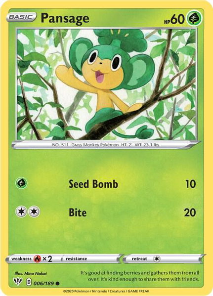 Pansage - SWSH03: Darkness Ablaze Pokémon trading card