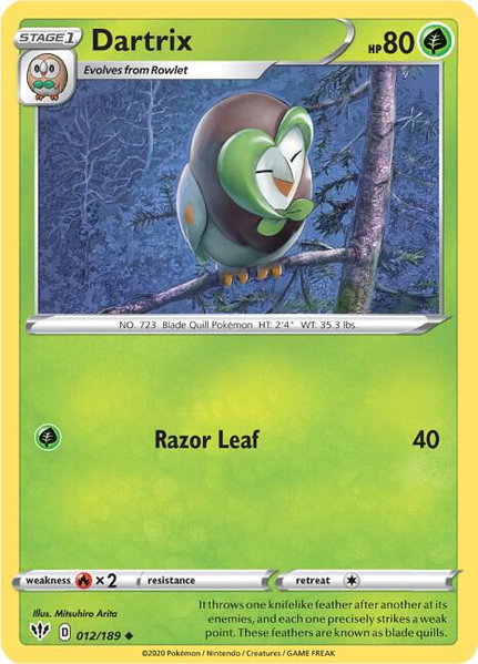 Dartrix - SWSH03: Darkness Ablaze Pokémon trading card