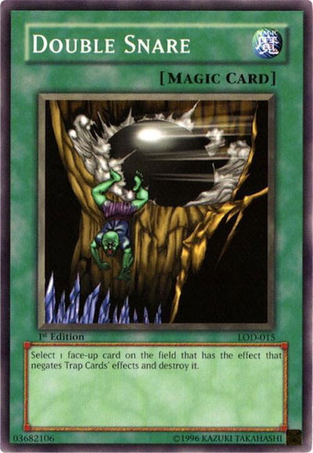 Double Snare trading card from Legacy of Darkness Double Snare - Legacy of Darkness YuGiOh trading card