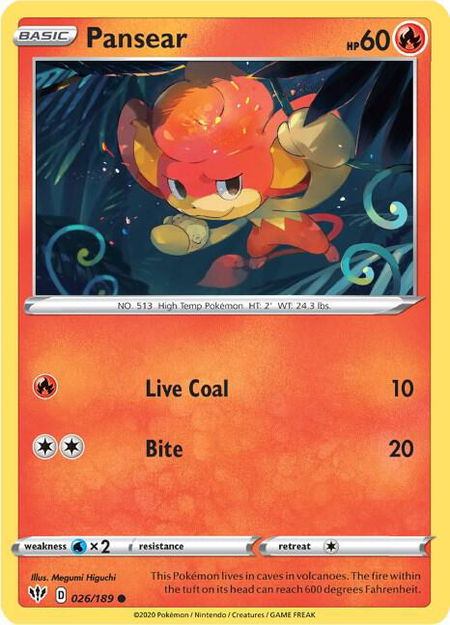 Pansear - SWSH03: Darkness Ablaze Pokémon trading card