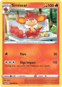 Simisear - SWSH03: Darkness Ablaze (SWSH03) #027/189 - Uncommon Pokémon Trading Card