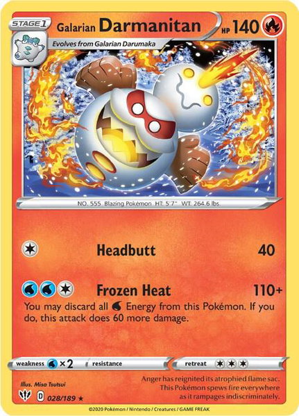 Galarian Darmanitan (28) - SWSH03: Darkness Ablaze Pokémon trading card