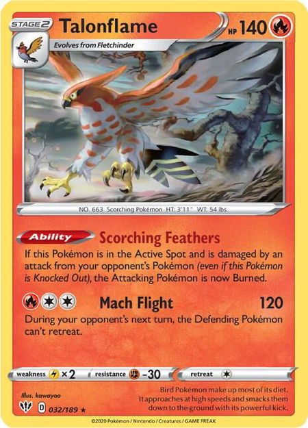 Talonflame - SWSH03: Darkness Ablaze Pokémon trading card