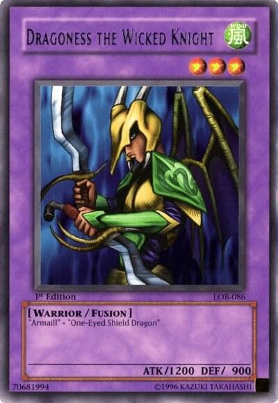 Dragoness the Wicked Knight trading card from The Legend of Blue Eyes White Dragon Dragoness the Wicked Knight - The Legend of Blue Eyes White Dragon YuGiOh trading card