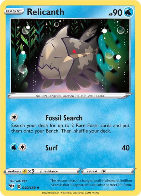 Relicanth - SWSH03: Darkness Ablaze Pokémon trading card