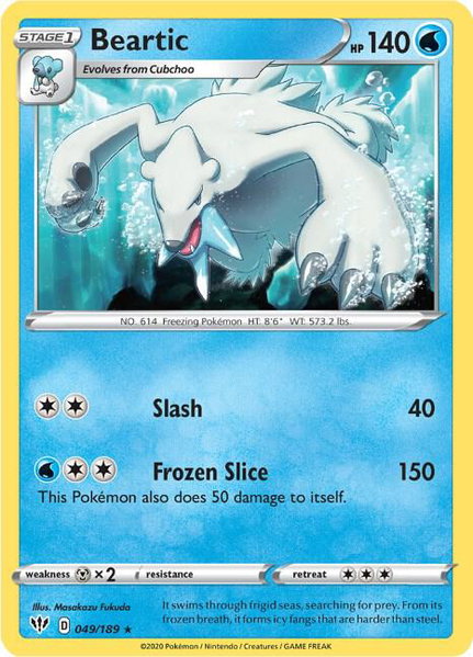 Beartic - SWSH03: Darkness Ablaze Pokémon trading card