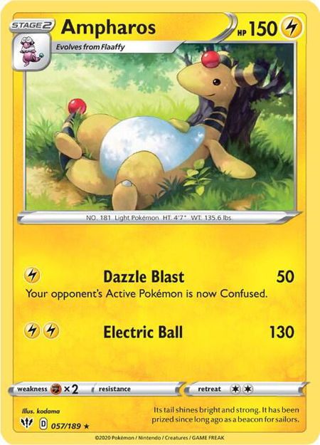 Ampharos - SWSH03: Darkness Ablaze Pokémon trading card