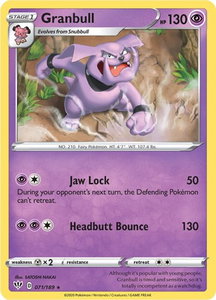 Granbull - SWSH03: Darkness Ablaze (SWSH03) #071/189 - Rare Pokémon Trading Card