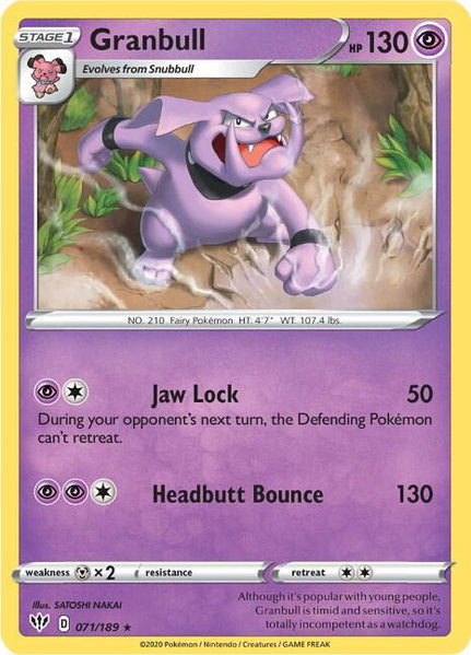 Granbull - SWSH03: Darkness Ablaze Pokémon trading card
