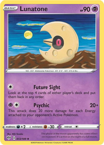 Lunatone - SWSH03: Darkness Ablaze Pokémon trading card
