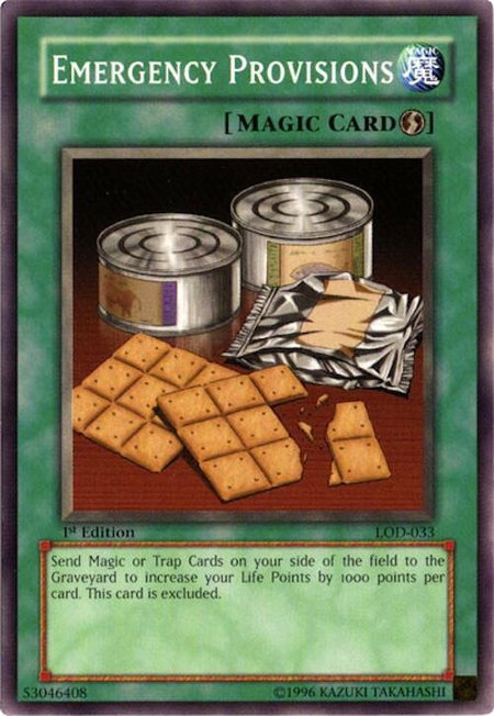 Emergency Provisions - Legacy of Darkness YuGiOh trading card