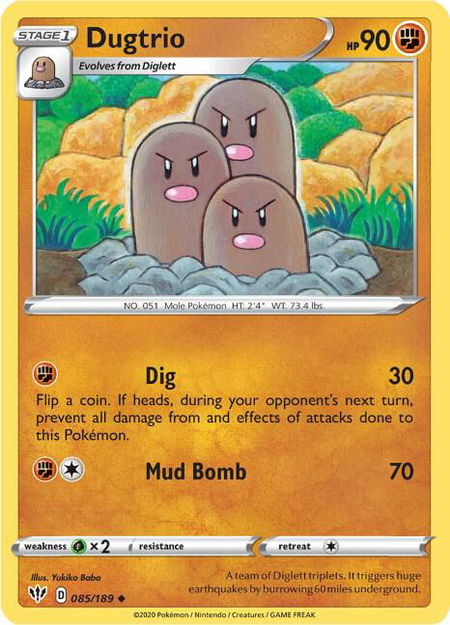 Dugtrio - SWSH03: Darkness Ablaze Pokémon trading card