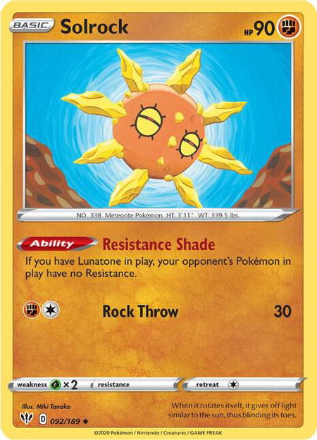 Solrock - SWSH03: Darkness Ablaze Pokémon trading card