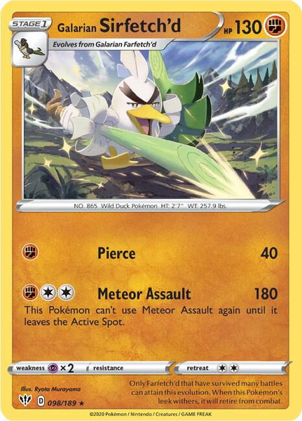 Galarian Sirfetch'd - SWSH03: Darkness Ablaze Pokémon trading card