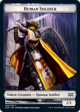 Human Soldier Token trading card from Double Masters Human Soldier Token - Double Masters Magic: The Gathering trading card