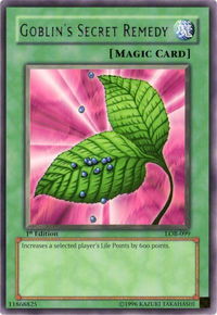 Goblin's Secret Remedy - The Legend of Blue Eyes White Dragon (LOB) #LOB-099 - Rare YuGiOh Trading Card