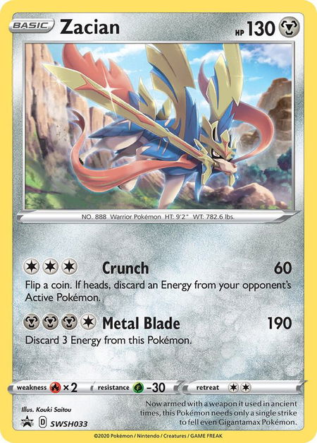 Zacian - SWSH033 - SWSH: Sword & Shield Promo Cards Pokémon trading card