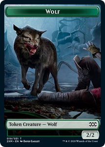 Wolf // Golem Double-Sided Token - Double Masters (2XM) #19 // 23 - Token Magic: The Gathering Trading Card