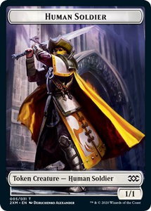 Human Soldier // Wurm (029) Double-Sided Token - Double Masters (2XM) #5 // 29 - Token Magic: The Gathering Trading Card