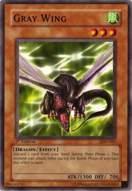 Gray Wing trading card from Legacy of Darkness Gray Wing - Legacy of Darkness YuGiOh trading card