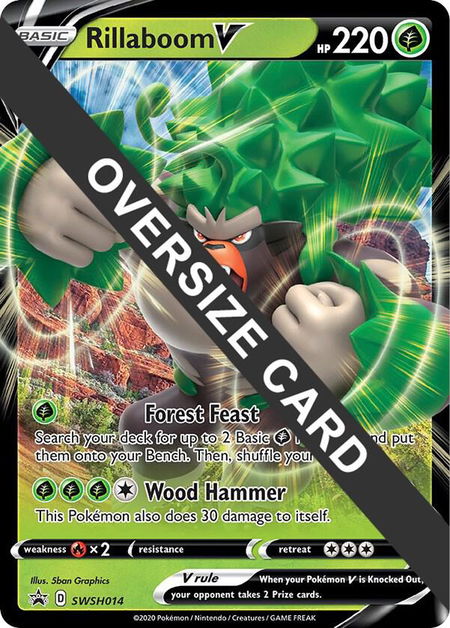 Rillaboom V - SWSH014 trading card from Jumbo Cards Rillaboom V - SWSH014 - Jumbo Cards Pokémon trading card