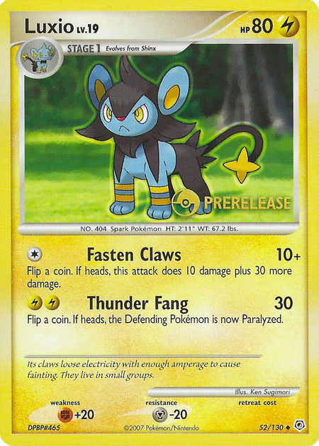 Luxio - 52/130 (Prerelease) - Nintendo Promos Pokémon trading card