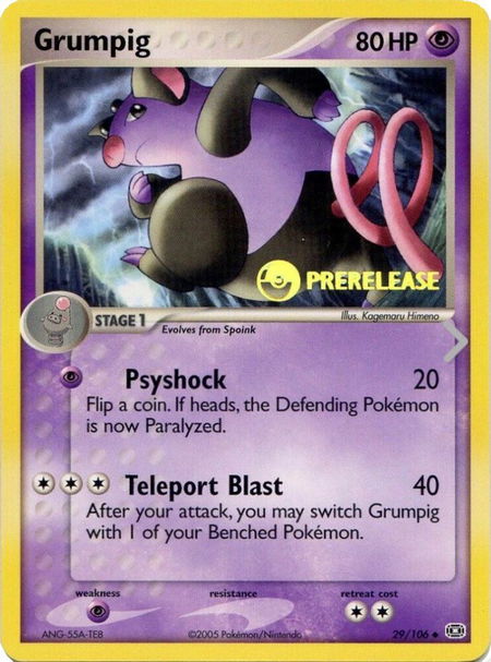 Grumpig - 29/106 (Prerelease) - Nintendo Promos Pokémon trading card