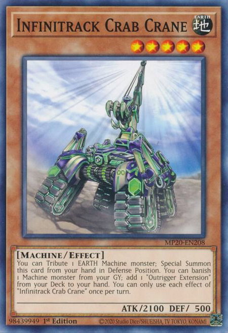 Infinitrack Crab Crane trading card from 2020 Tin of Lost Memories Infinitrack Crab Crane - 2020 Tin of Lost Memories YuGiOh trading card