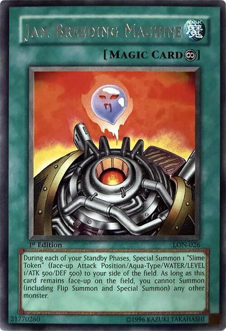 Jam Breeding Machine trading card from Labyrinth of Nightmare Jam Breeding Machine - Labyrinth of Nightmare YuGiOh trading card