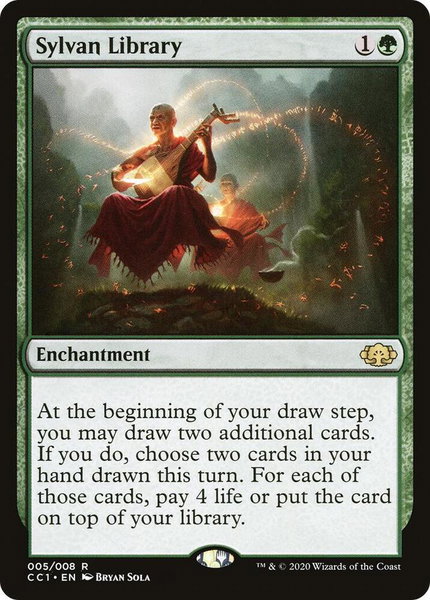 Sylvan Library trading card from Commander Collection: Green Sylvan Library - Commander Collection: Green Magic: The Gathering trading card