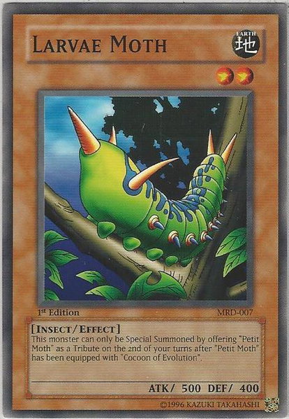 Larvae Moth trading card from Metal Raiders Larvae Moth - Metal Raiders YuGiOh trading card