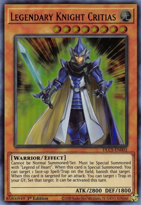 Legendary Knight Critias trading card from Dragons of Legend: The Complete Series Legendary Knight Critias - Dragons of Legend: The Complete Series YuGiOh trading card