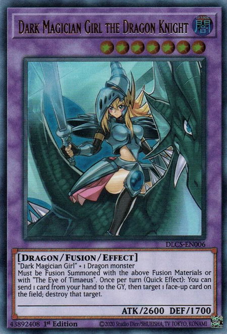 Dark Magician Girl the Dragon Knight trading card from Dragons of Legend: The Complete Series Dark Magician Girl the Dragon Knight - Dragons of Legend: The Complete Series YuGiOh trading card