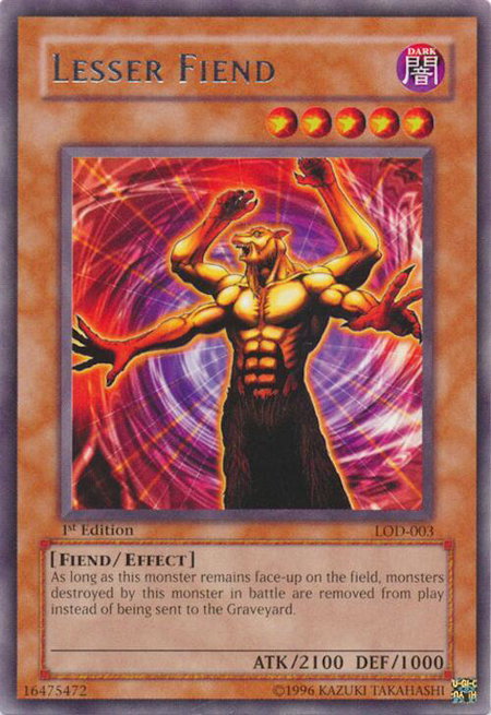 Lesser Fiend trading card from Legacy of Darkness Lesser Fiend - Legacy of Darkness YuGiOh trading card