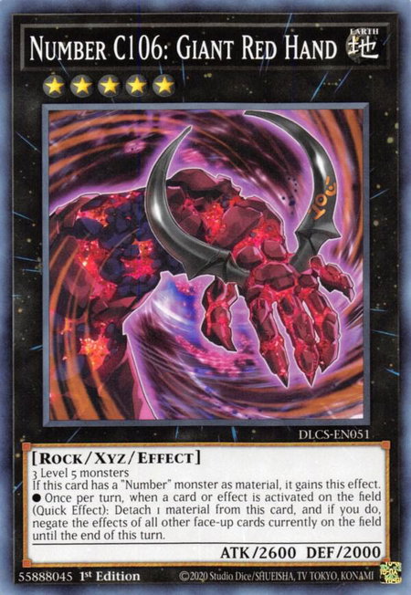 Number C106: Giant Red Hand - Dragons of Legend: The Complete Series YuGiOh trading card