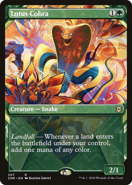 Lotus Cobra (Showcase) trading card from Zendikar Rising Lotus Cobra (Showcase) - Zendikar Rising Magic: The Gathering trading card