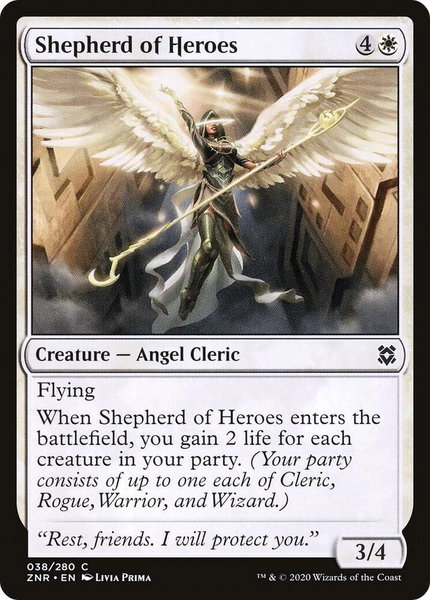 Shepherd of Heroes trading card from Zendikar Rising Shepherd of Heroes - Zendikar Rising Magic: The Gathering trading card