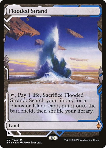 Flooded Strand trading card from Zendikar Rising Expeditions Flooded Strand - Zendikar Rising Expeditions Magic: The Gathering trading card