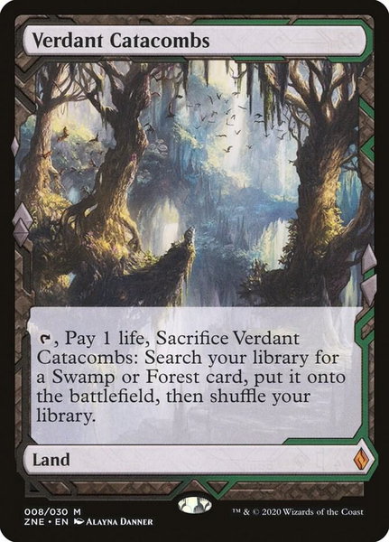 Verdant Catacombs trading card from Zendikar Rising Expeditions Verdant Catacombs - Zendikar Rising Expeditions Magic: The Gathering trading card