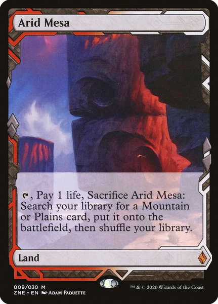 Arid Mesa trading card from Zendikar Rising Expeditions Arid Mesa - Zendikar Rising Expeditions Magic: The Gathering trading card